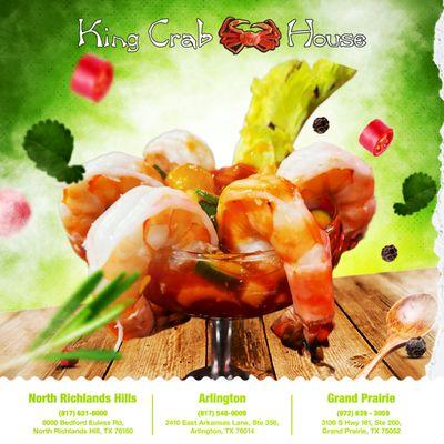 Savor the exquisite flavors and freshness of our signature Shrimp Cocktail at King Crab House