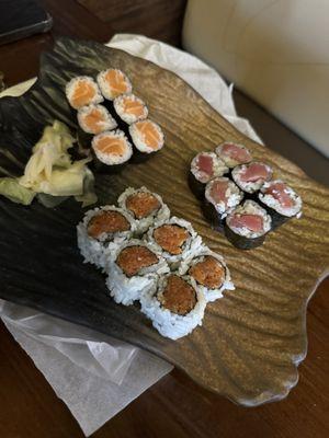 Spicy Tuna, Salmon Roll & Tuna Roll