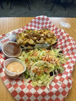 Day's Special: Chicken Fajita baked potato with side salad