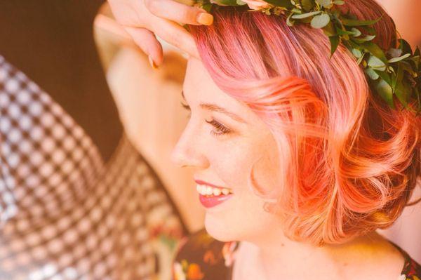 Sarah Swofford doing on location hair and makeup for a spring wedding. Photo by Nadine Studio.