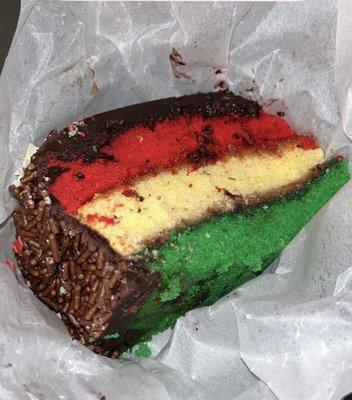 Italian rainbow cake slice