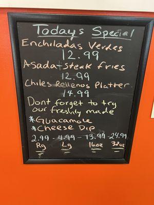 Specials the day of my visit