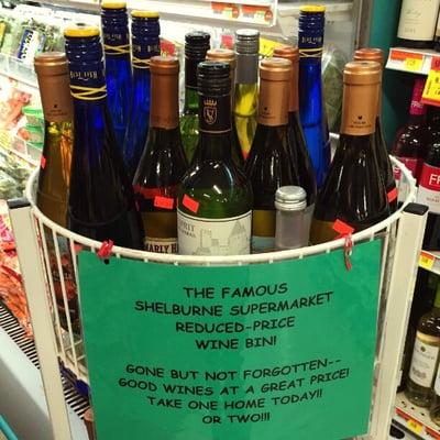 The famous Shelburne Market Reduced Price Wine Bin :)