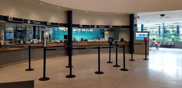 Route 128's Amtrak ticket counter.