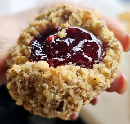 Raspberry thumbprint cookie