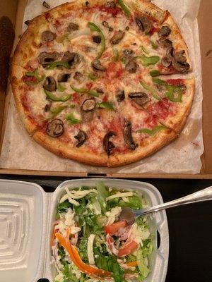 12 inch pizza and house salad