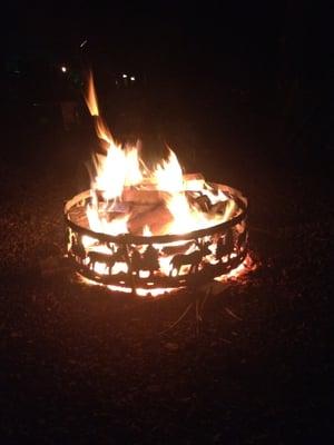 Good friends share stories fireside