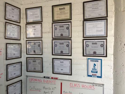 Many, many certifications...