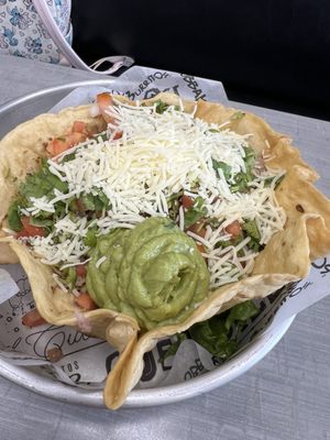 Taco salad with shredded pork Carnitas