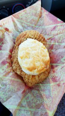 Best Cajun fillet biscuit every. thin and crispy with a  fresh buttery biscuit.