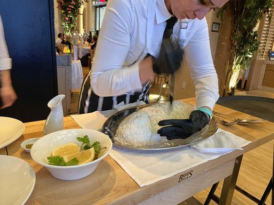 Salt Crusted Branzino is so moist