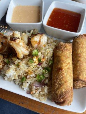 Y'all have to go and eat here there Shrimp fried rice with jumbo shrimp two Boudin eggrolls  are awesome...