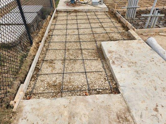 Rebar is tied on this sidewalk repair. Ready for concrete in Fort Worth, Texas. Girard Contracting and Construction