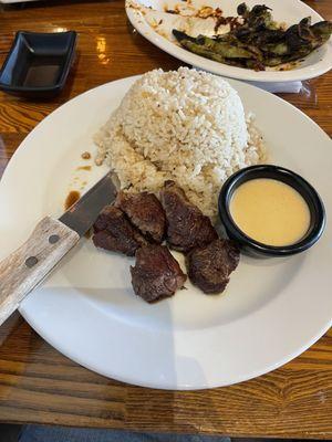 Lunch portion of Hibachi Filet Mignon. Little light on the protein sadly.