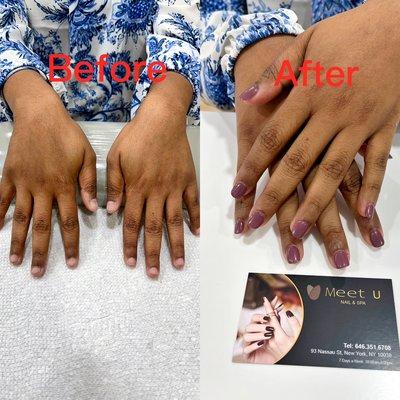 Gel X Extension with super short nail ，very natural.