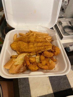 Pick 2 Protein of Choice Catfish and Shrimp. There was another piece of catfish but I ate it so fast I couldn't get a picture lol