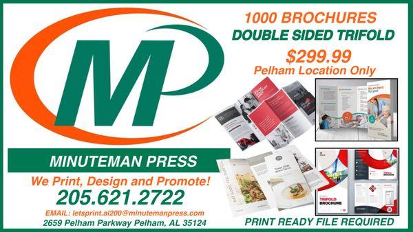 1000 Trifold Brochures $299!