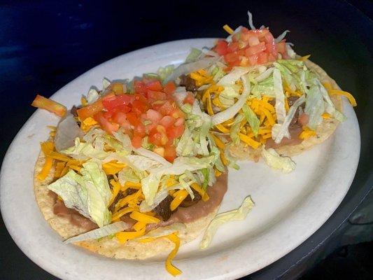 Beef fajita tostadas