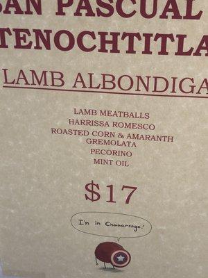 Lamb albondigas ingredients