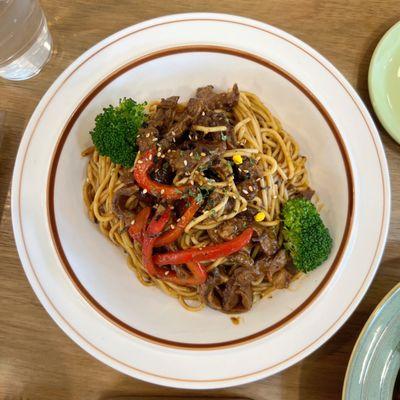 Spaghetti with Black Pepper Steak