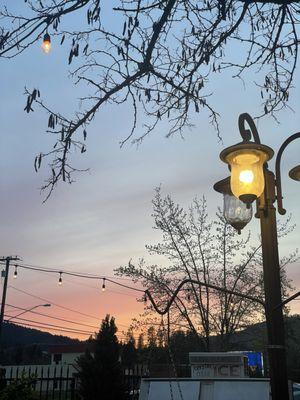 A beautiful view of the sunset while sitting at Papa Dogs.