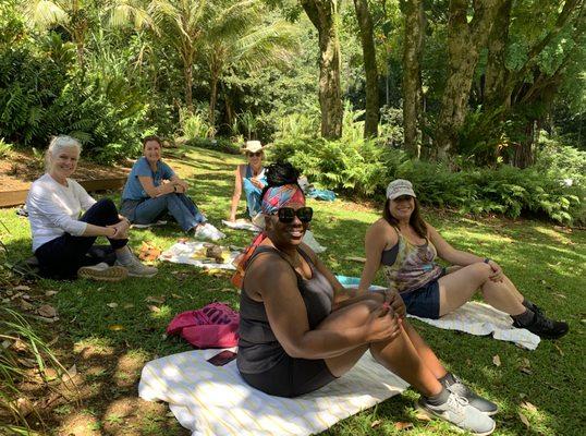 Group of participants at end of forest bathing experience.