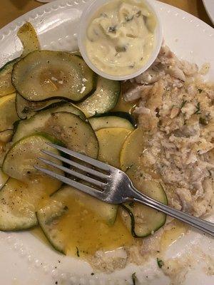 The mush on the right was supposed to be Parmesan crusted haddock.