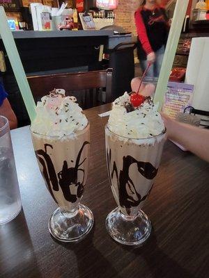 Chocolate and thin mint shakes