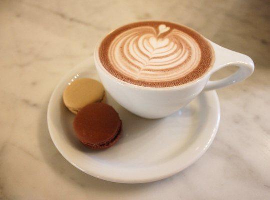 Hot chocolate with macarons