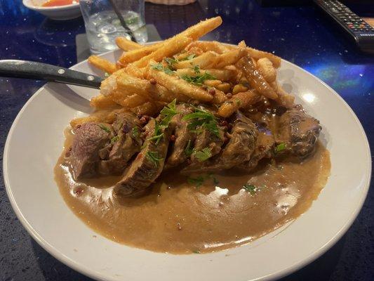 Hangar Steak Au Poivre with truffle fries!