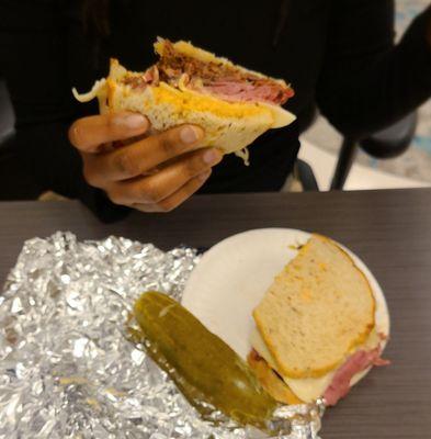 Combination sandwich with corned beef and pastrami