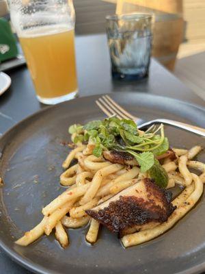 Black Cod with Garlic Udon Noodles