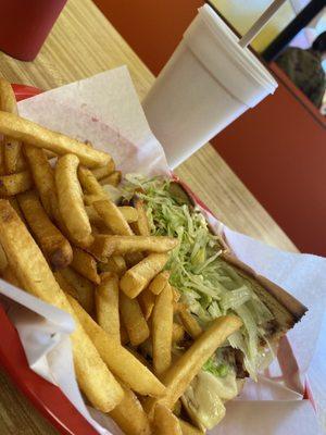 Turkey Bacon & Cheese Sub w/ Fries and Chocolate / Vanilla milkshake