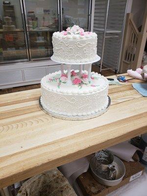 First  wedding cake  from  Main  Street Bakery.