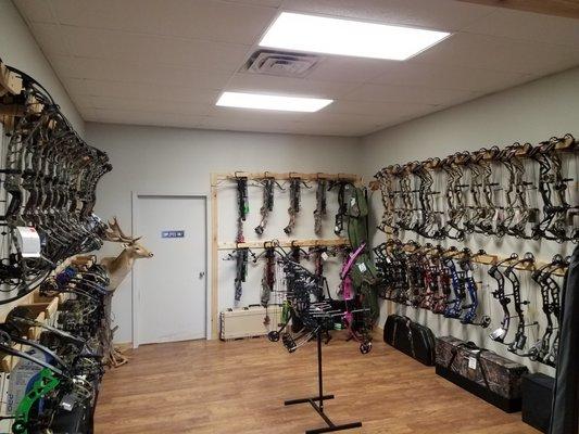 Double G Archery has over 100 bows on display.