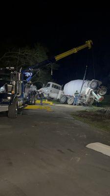 Getting the sunken cement truck out