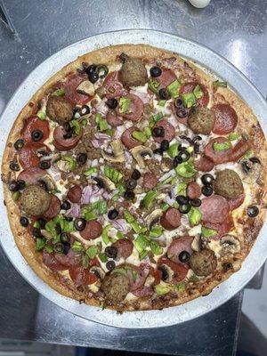 Super Supreme Pizza with meatballs