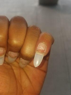 Bad and poor job so I made them stop my nails supposed to be stiletto shaped smh