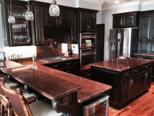 Red dragon granite kitchen