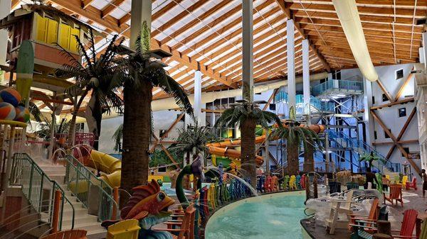 Kids area on the left. Lazy river section center.