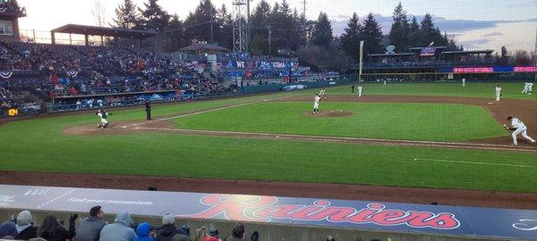 Early April game at Cheney Stadium.