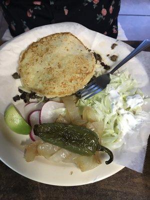 Asada Gordita with lettuce on the side