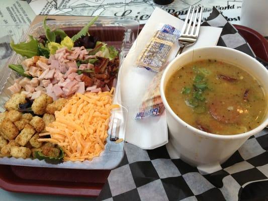 1/2 club salad and gumbo soup