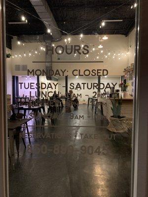 Peek inside with business hours