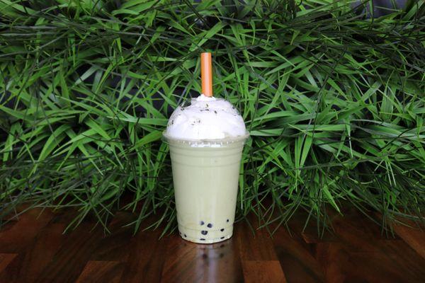 Avocado matcha smoothie with boba