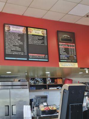 Menu above cashier counter