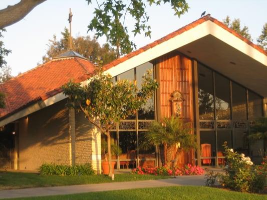 The entrance to Saint Michael & All Angels Episcopal Chruch in Corona del Mar, California.