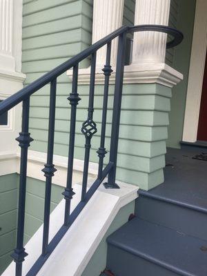 Custom top end, curving around porch columns.