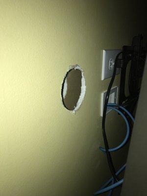 One hole in the living room.