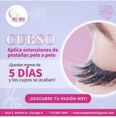 Curso extensión de pestañas pelo a pelo Chicago